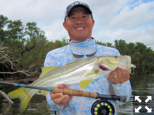 Jon Yenari, from Sarasota, caught and released this snook on a fly while fishing Tampa Bay with Capt. Rick Grassett in a previous October.